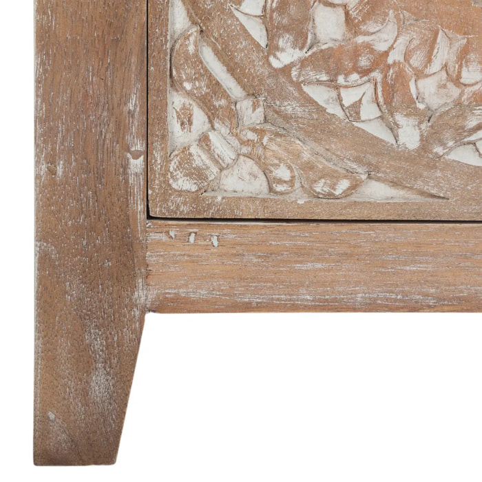 Table de chevet "Shirel" - bois sculpté