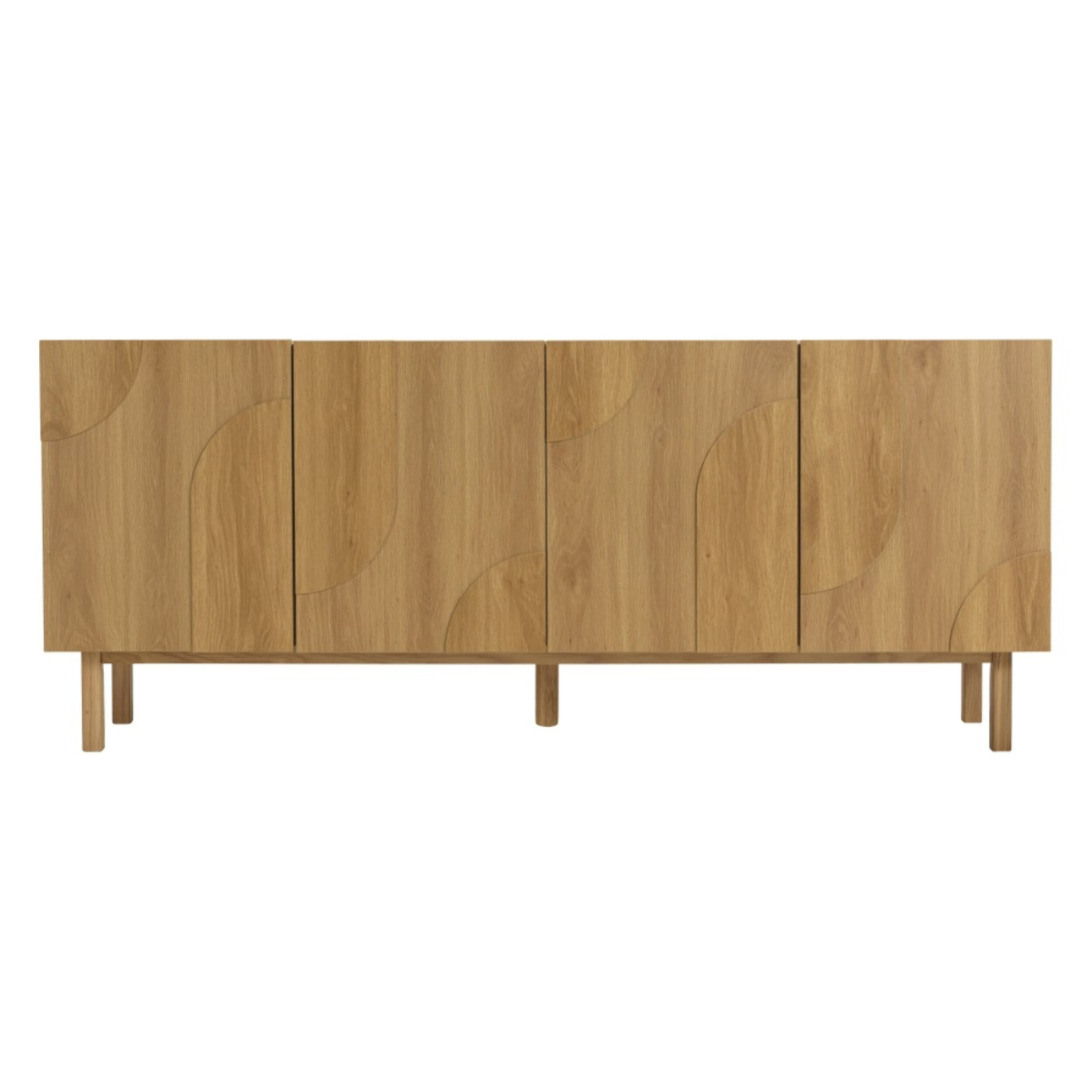 ETHAN - Buffet couleur naturelle 4 portes décor motif arrondi