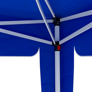 Gazebo Pieghevole Impermeabile 3 x 3 M Da Giardino Con 4 Sacche Pesi Sacca Trasporto Chiusura Fisarmonica Struttura Acciaio Copertura 160 gr/m² Blu