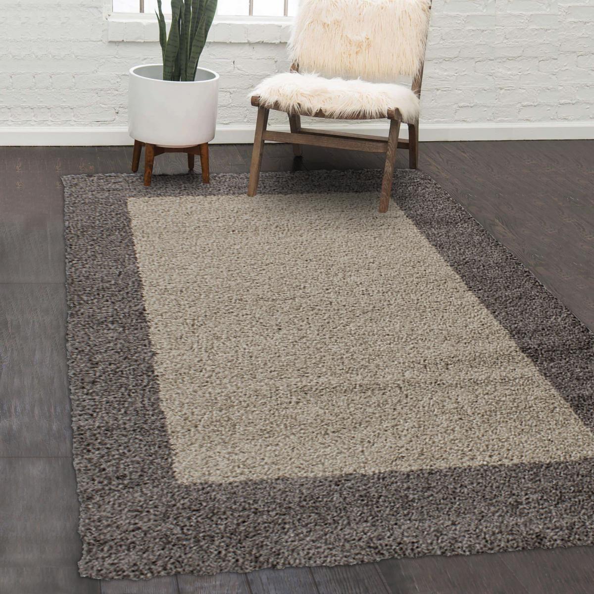 Tapis poils longs shaggy tissé motif simple NIVA