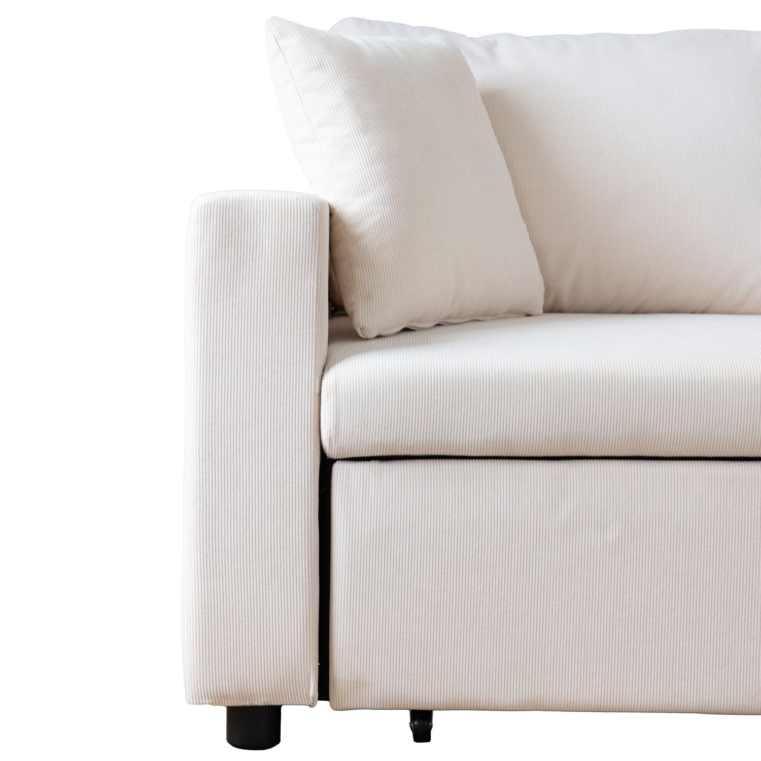 Canapé d'angle convertible CLARK 3 places en velours côtelé beige