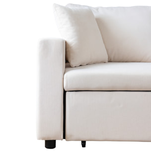 Canapé d'angle convertible CLARK 3 places en velours côtelé beige