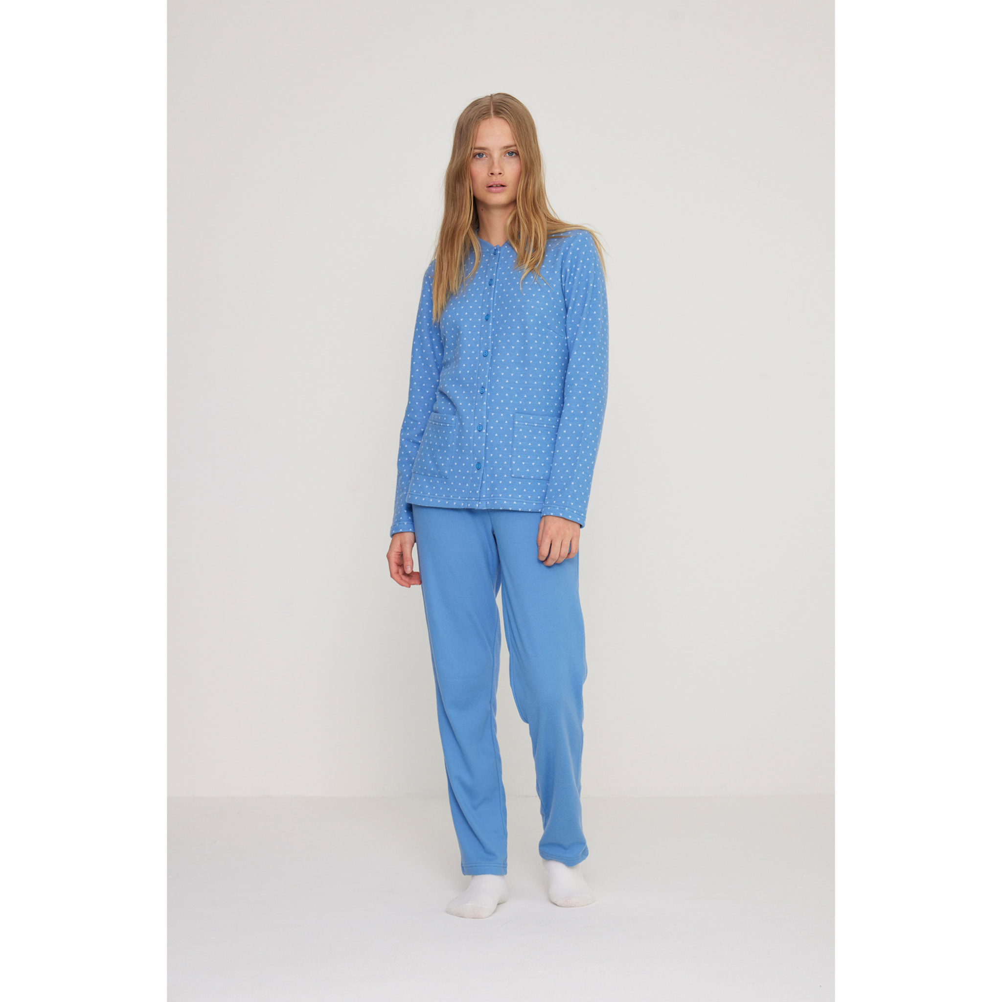 Pigiama donna heart in punto milano aperto davanti Noidinotte