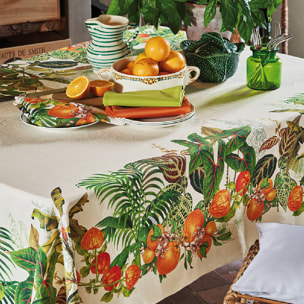 Nappe pur lin lavé 190 g/m² imprimé multicolore Vintage garden natural