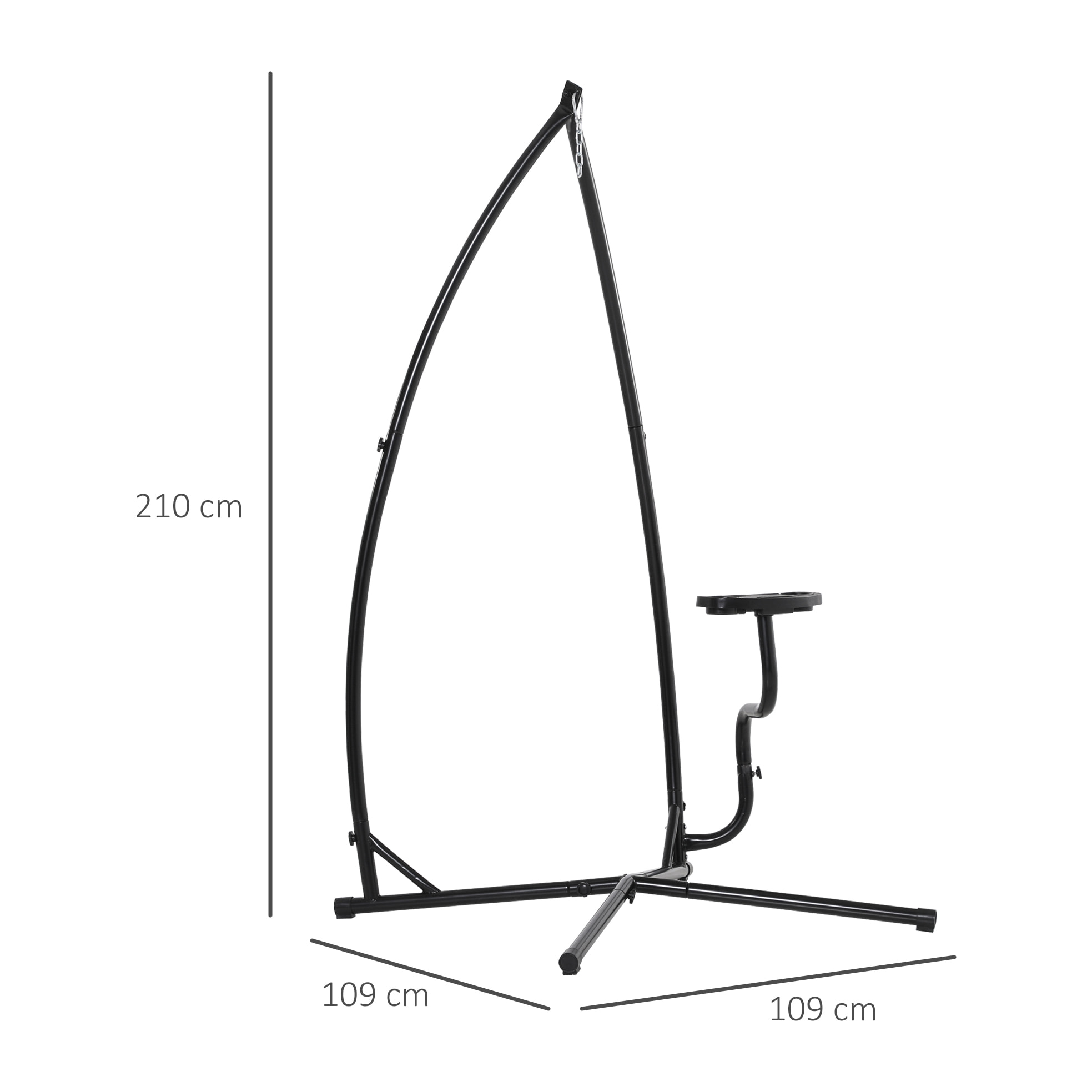 Soporte para Silla Colgante 190 cm Sostén para Columpio con Mesita Carga 120 kg