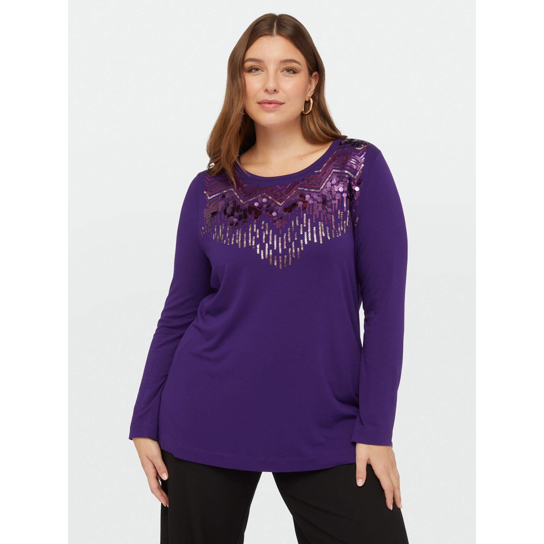 Fiorella Rubino - Camiseta de viscosa LENZING™ ECOVERO™ con bordado - Violeta