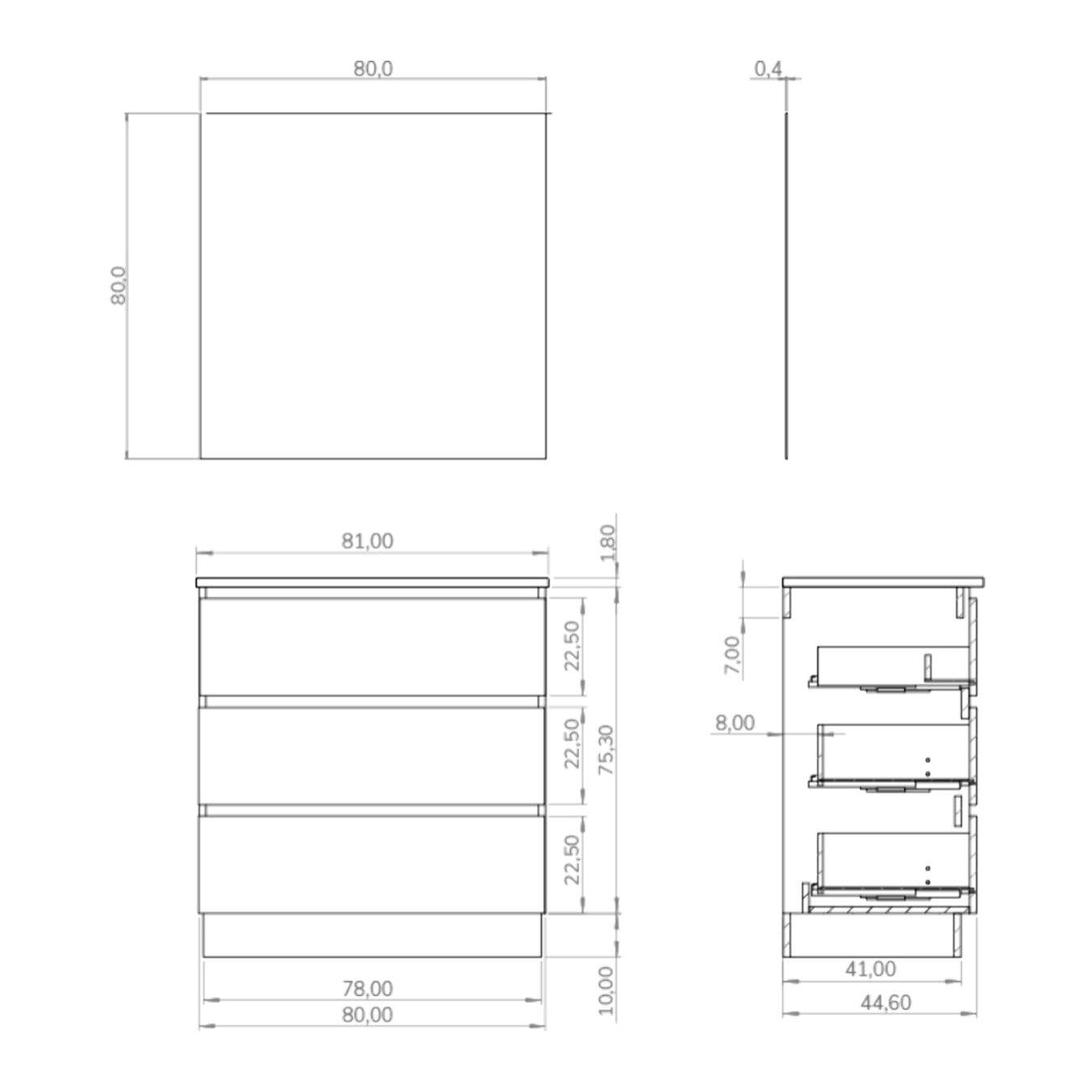 Conjunto de baño IRONA 3C, 80cm, incluye lavabo y espejo