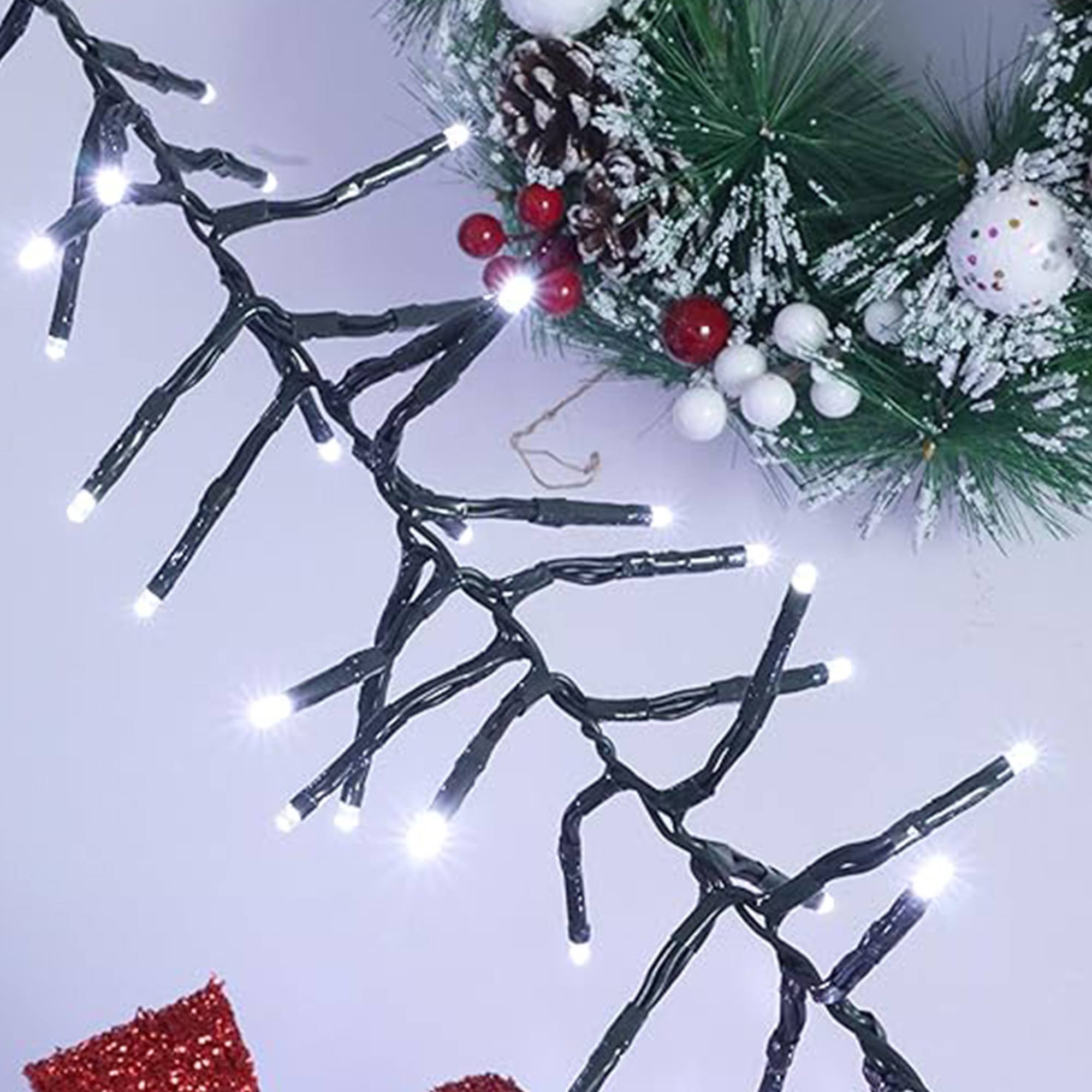 luces de navidad de 1250 luces led blanco con cable de 25 metros y temporizador