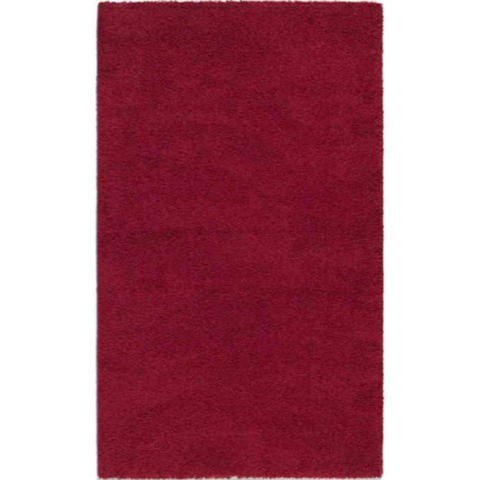 Uni - tapis de salon en laine artificielle rouge