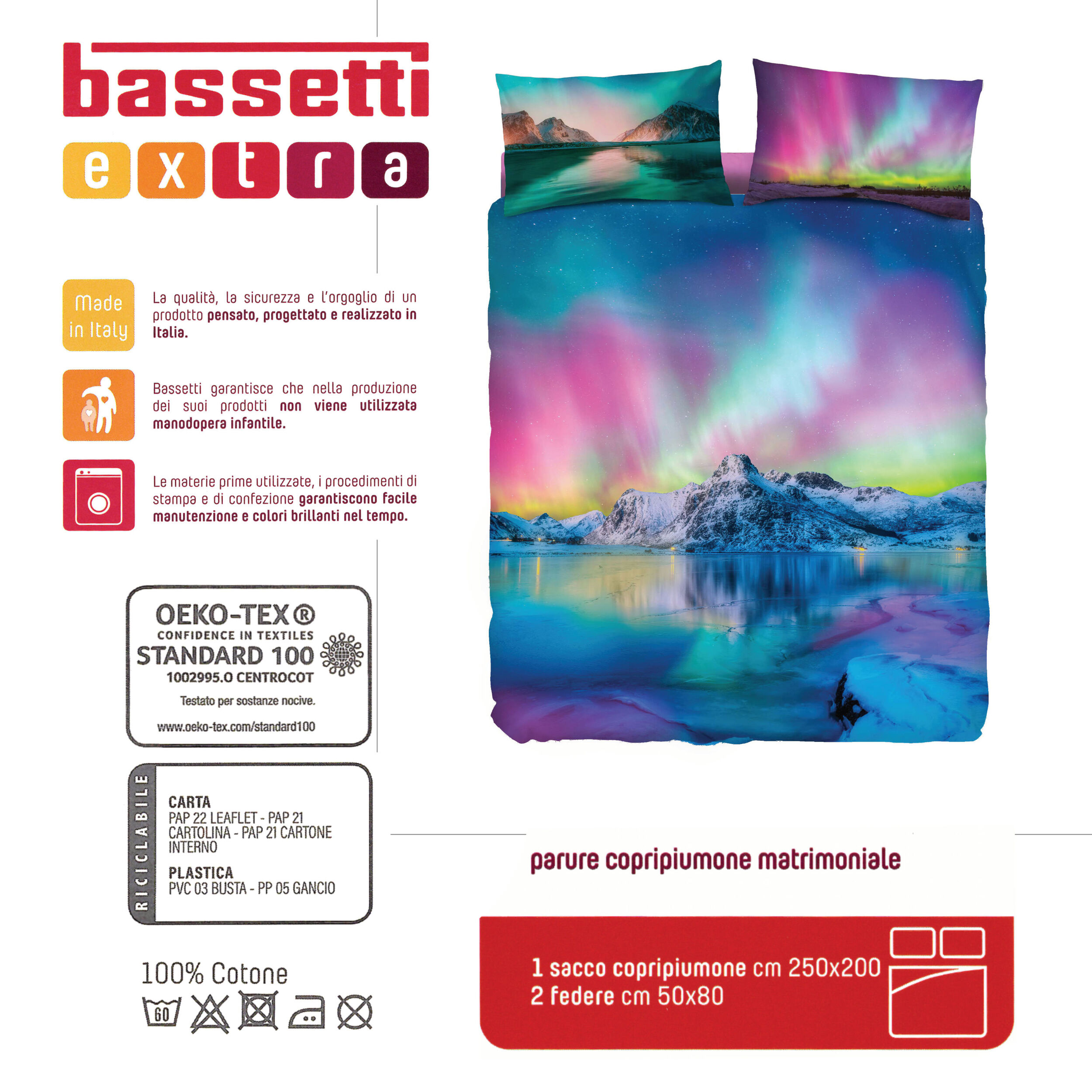 BASSETTI completo letto IMAGE serie stampa in digitale alta definizione animali natura paesaggi balza applicata 100% cotone – Made in ITALY (BOSCO, MATRIMONIALE)