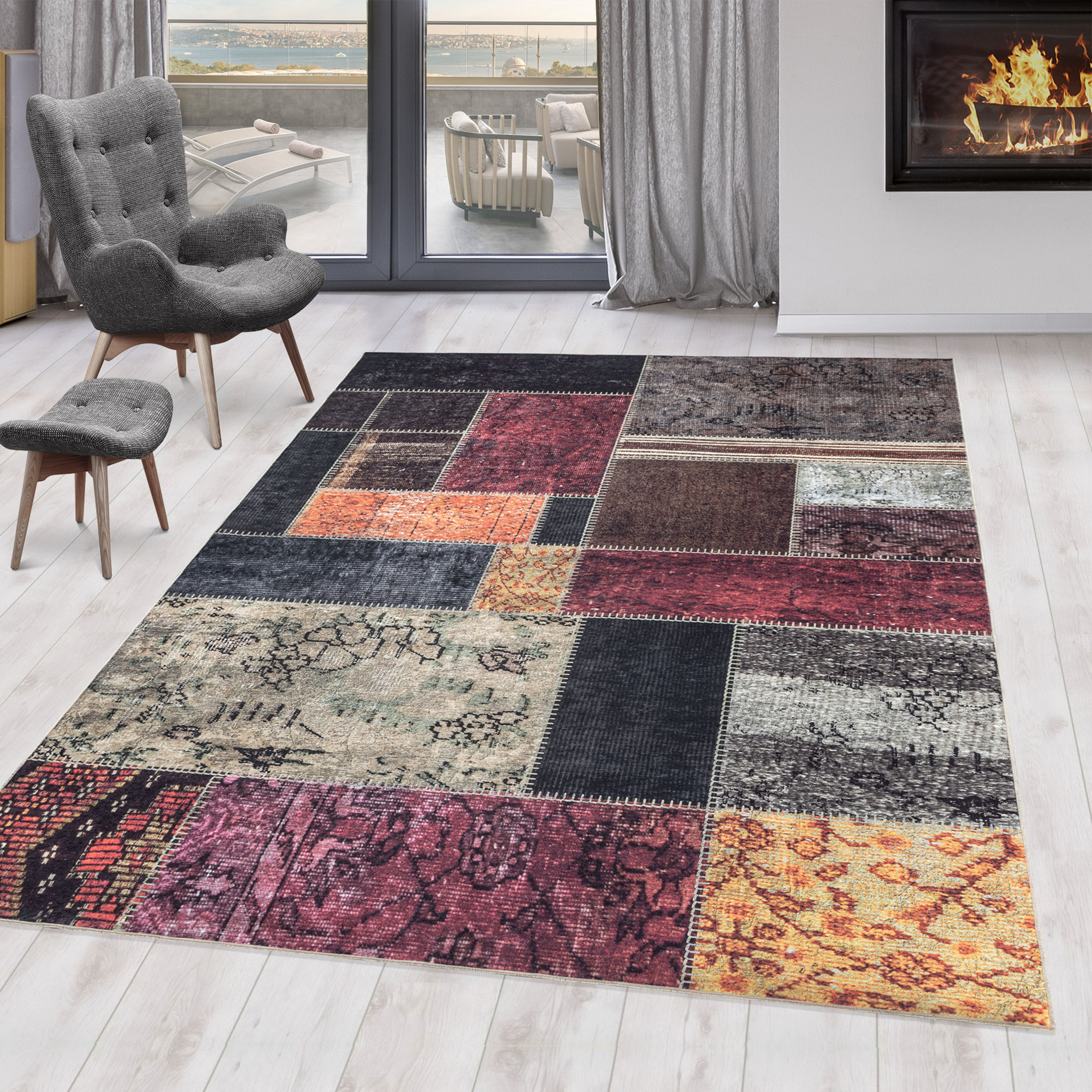 FIESTA - Tapis patchwork multicolore