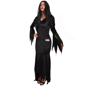 Morticia Famiglia Addams Costume Abito E Parrucca Donna