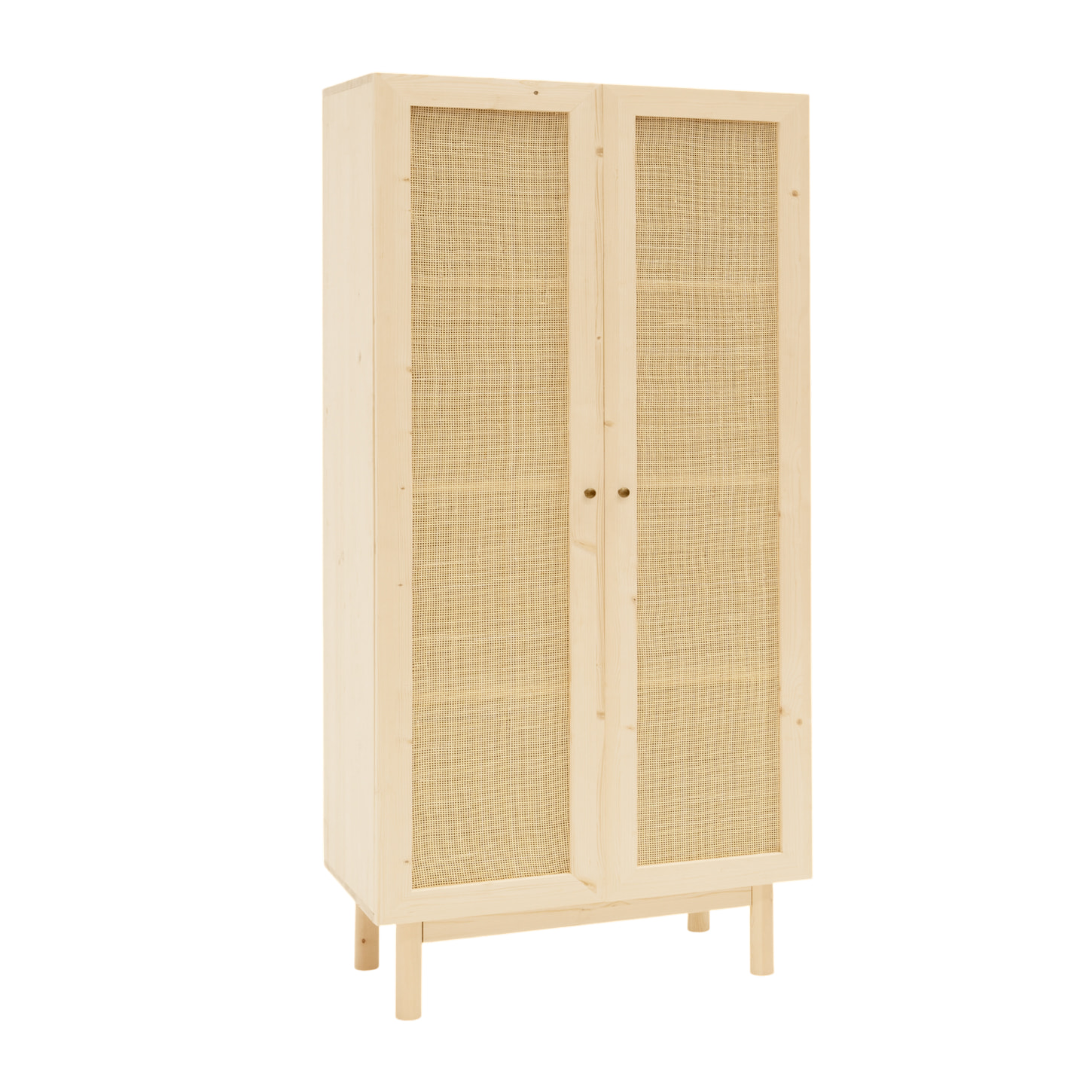 Armoire en bois de sapin et tressage de rotin 180x80cm Hauteur: 180 Longueur: 80 Largeur: 40