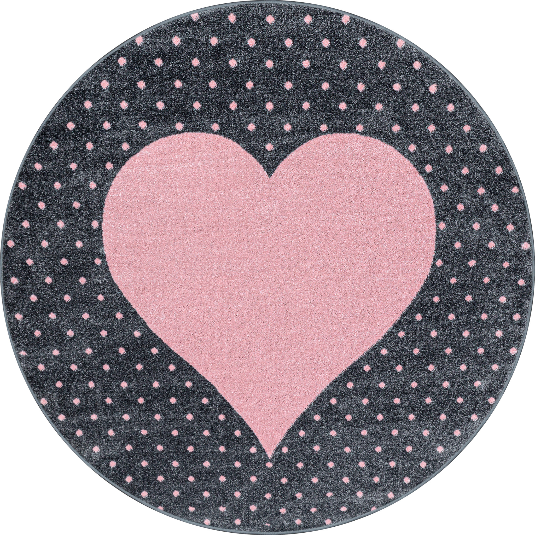BAMBI - Tapis enfants rond à motif coeur rose