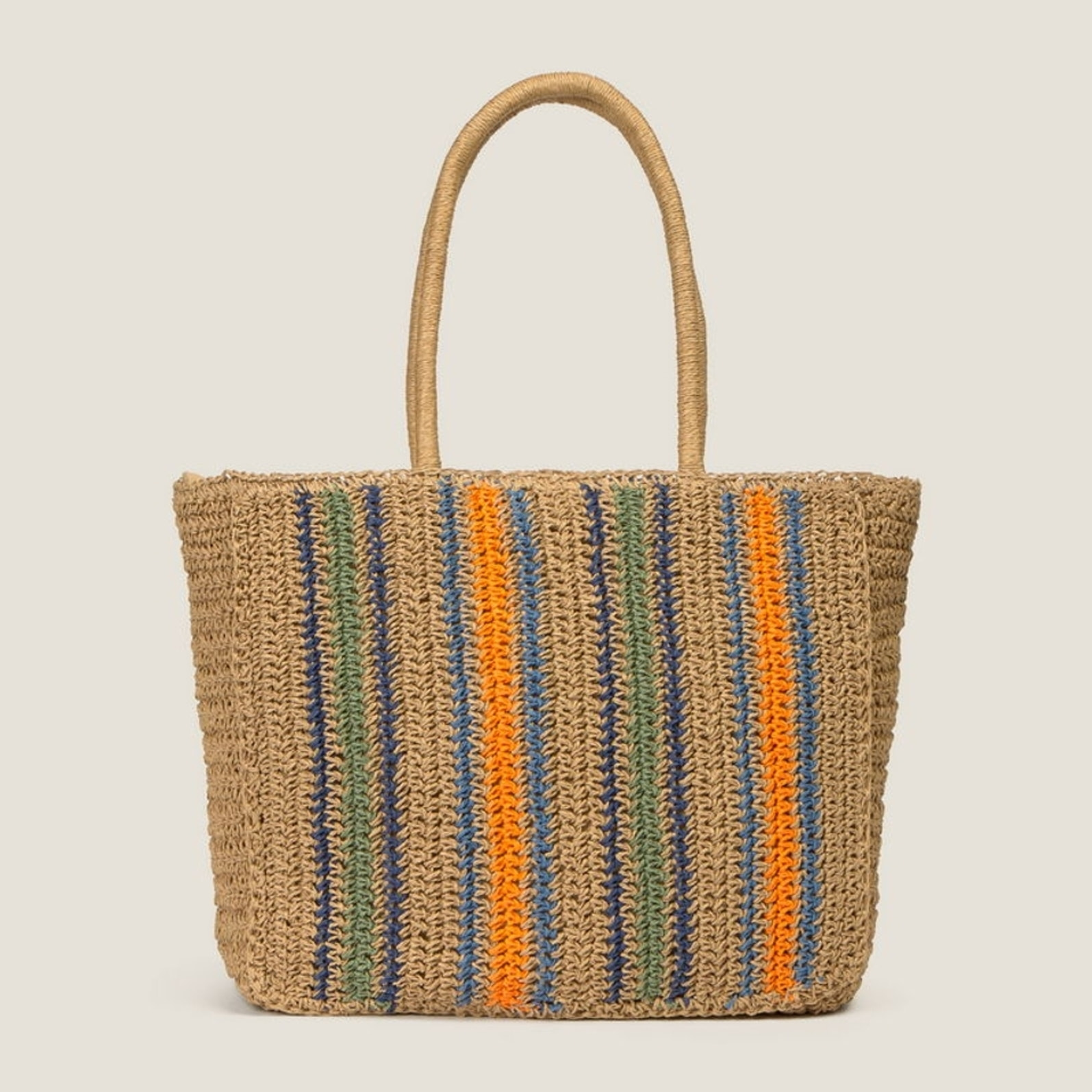 Bolso de playa rayas Rasqi color marfil natural Fibras naturales