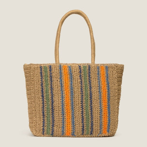 Bolso de playa rayas Rasqi color marfil natural Fibras naturales