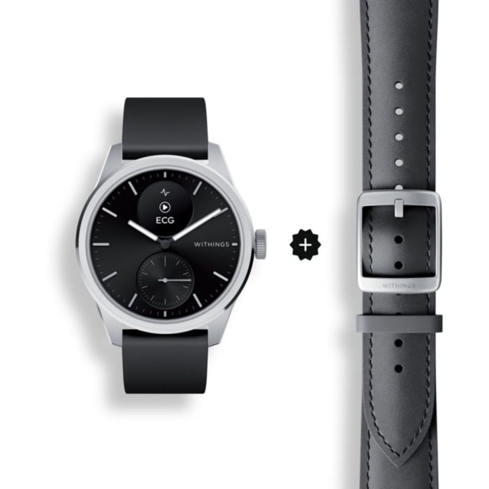 Montre santé WITHINGS Scanwatch 2 42mm Noire + bracelet Cuir offert