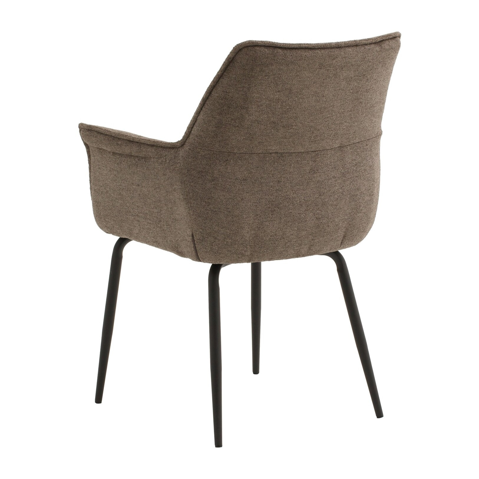 Set di 4 sedie SHERMAN OAKS in tessuto marrone e gambe in metallo nero, con braccioli