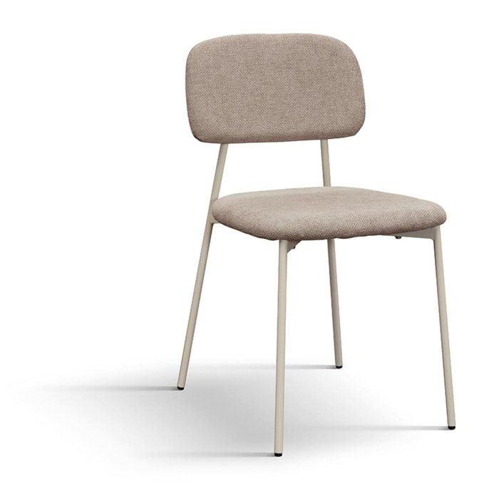 Set di 4 sedie BERLINO in tessuto beige e gambe in metallo beige