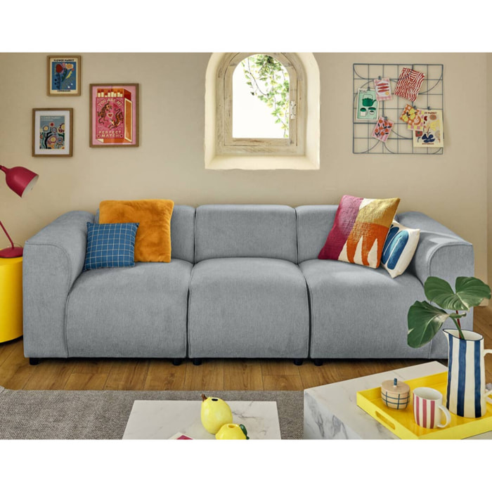 Suaro - Module d'assise sans accoudoirs en tissu texturé - Gris
