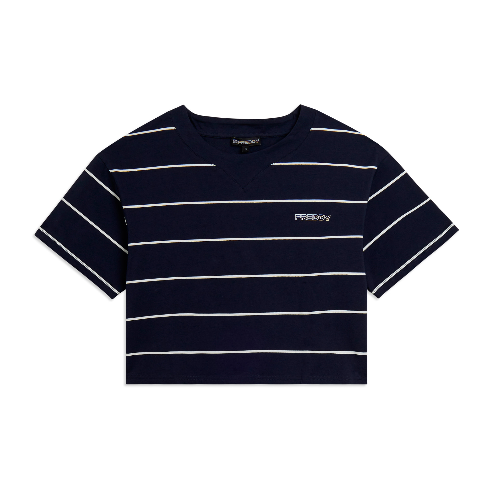 T-shirt Cropped con Maniche ampie e Fantasia a Righe