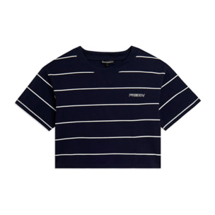 T-shirt Cropped con Maniche ampie e Fantasia a Righe