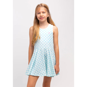 Vestido De Niña Cuadros En Azul Claro