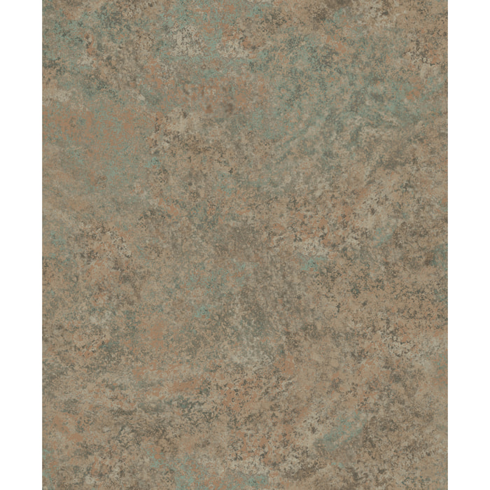 Papier peint effet bronze oxydé cuivre et sauge