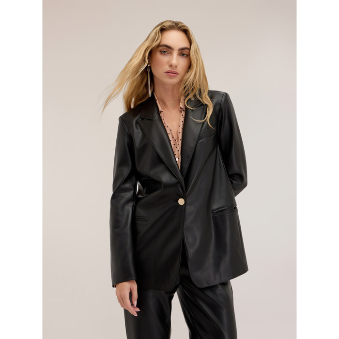 Motivi - Blazer de un botón con solapa de pico - Negro