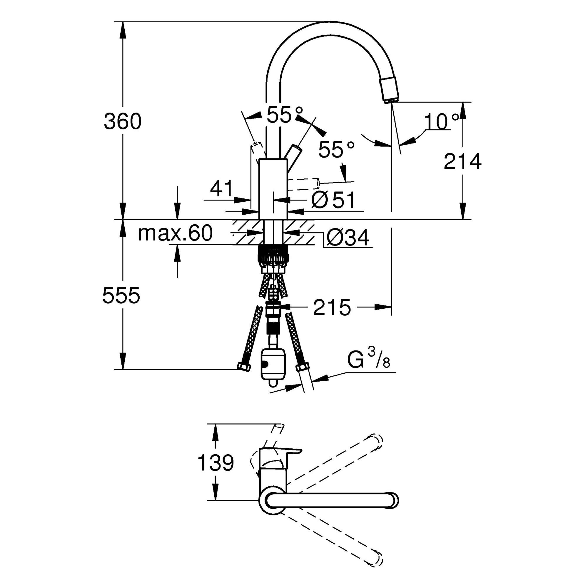 GROHE Feel Mitigeur monocommande Evier Chromé 32671002