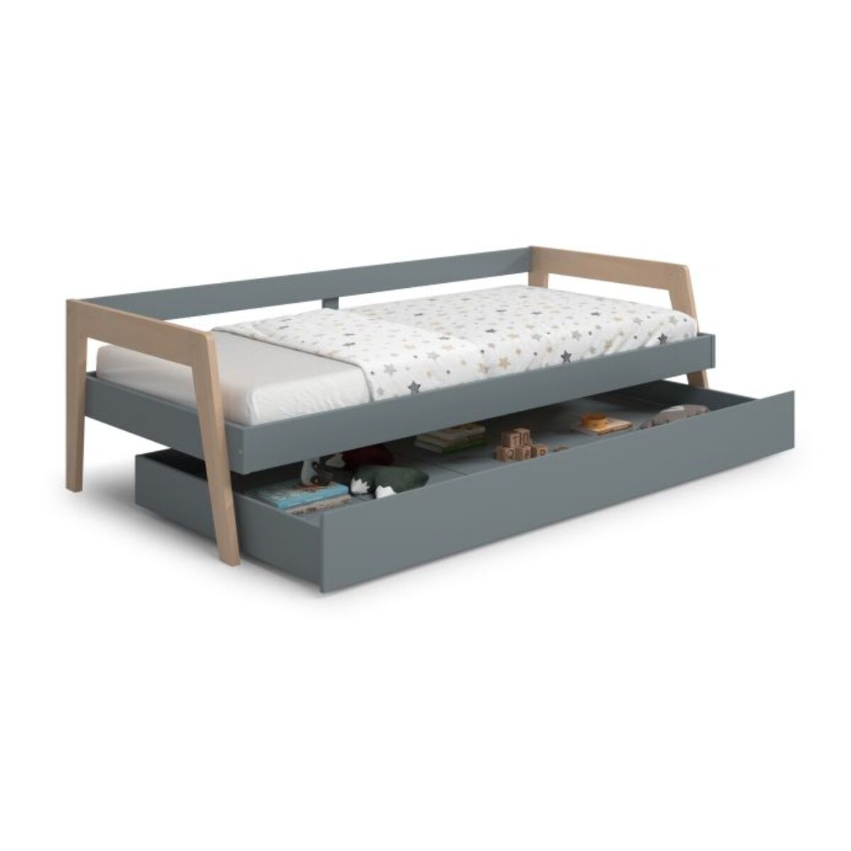 Cama doble juvenil Misty Haze Verde Salvia - Oak Soft