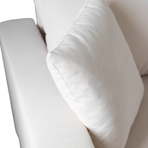 Canapé d'angle convertible CLARK 3 places en velours côtelé beige