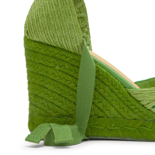 Alpargata Cacia cuña de yute tintada en rafia trenzada con forma de corazón