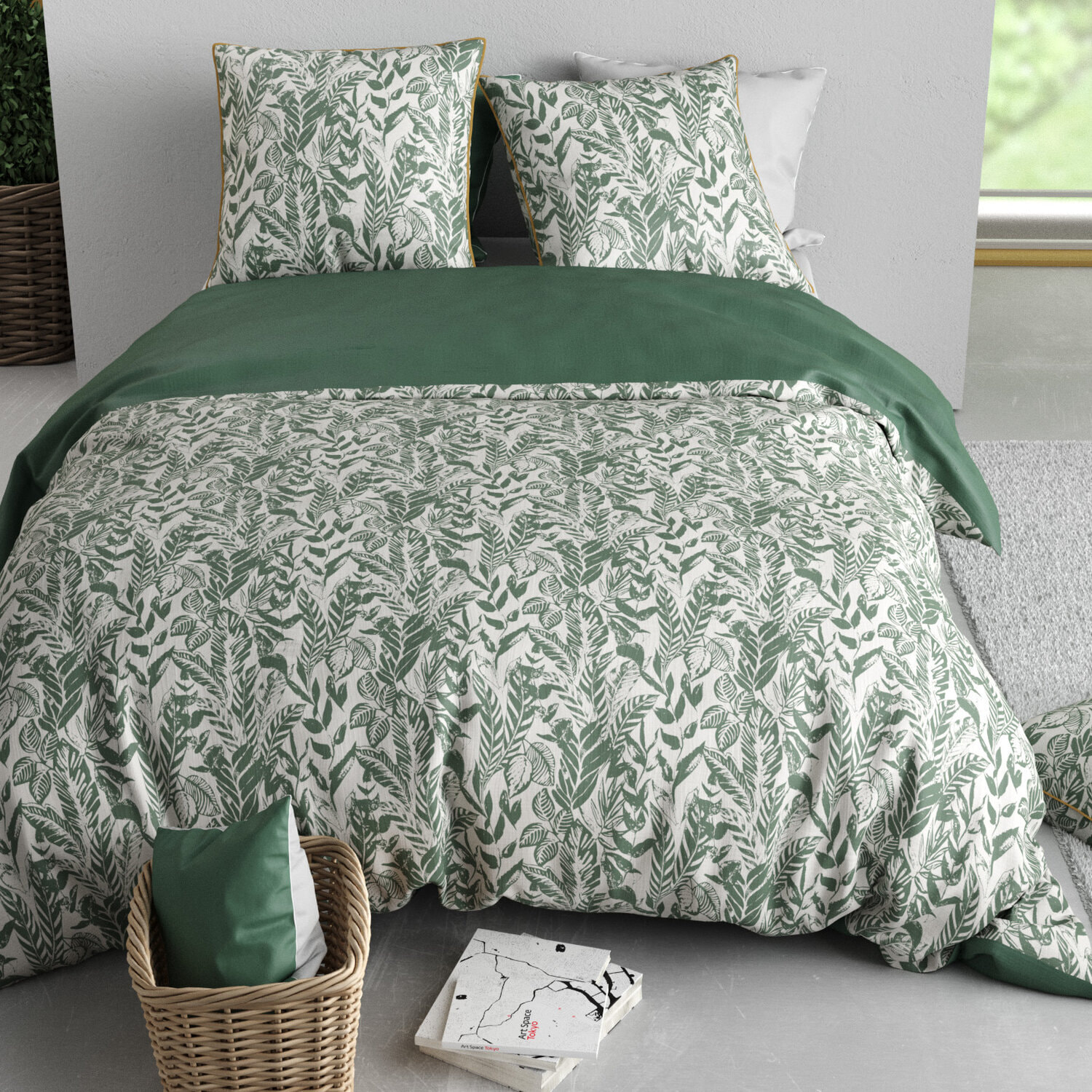 Parure housse de couette imprimé 100% coton - mangrove