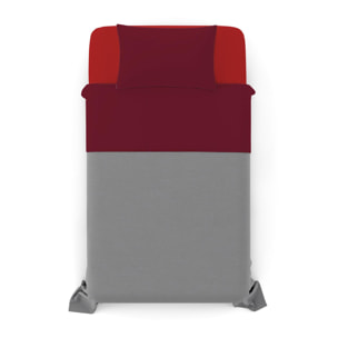 COMPLETO LETTO NATURAL COLOUR MADE IN ITALY COTONE-ROSSO/BORDEAUX PIAZZA E MEZZA