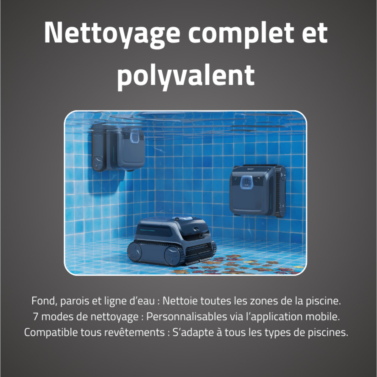 Bestway Robot piscine sans fil Orion nettoyage fond, parois, ligne d'eau 200m² max