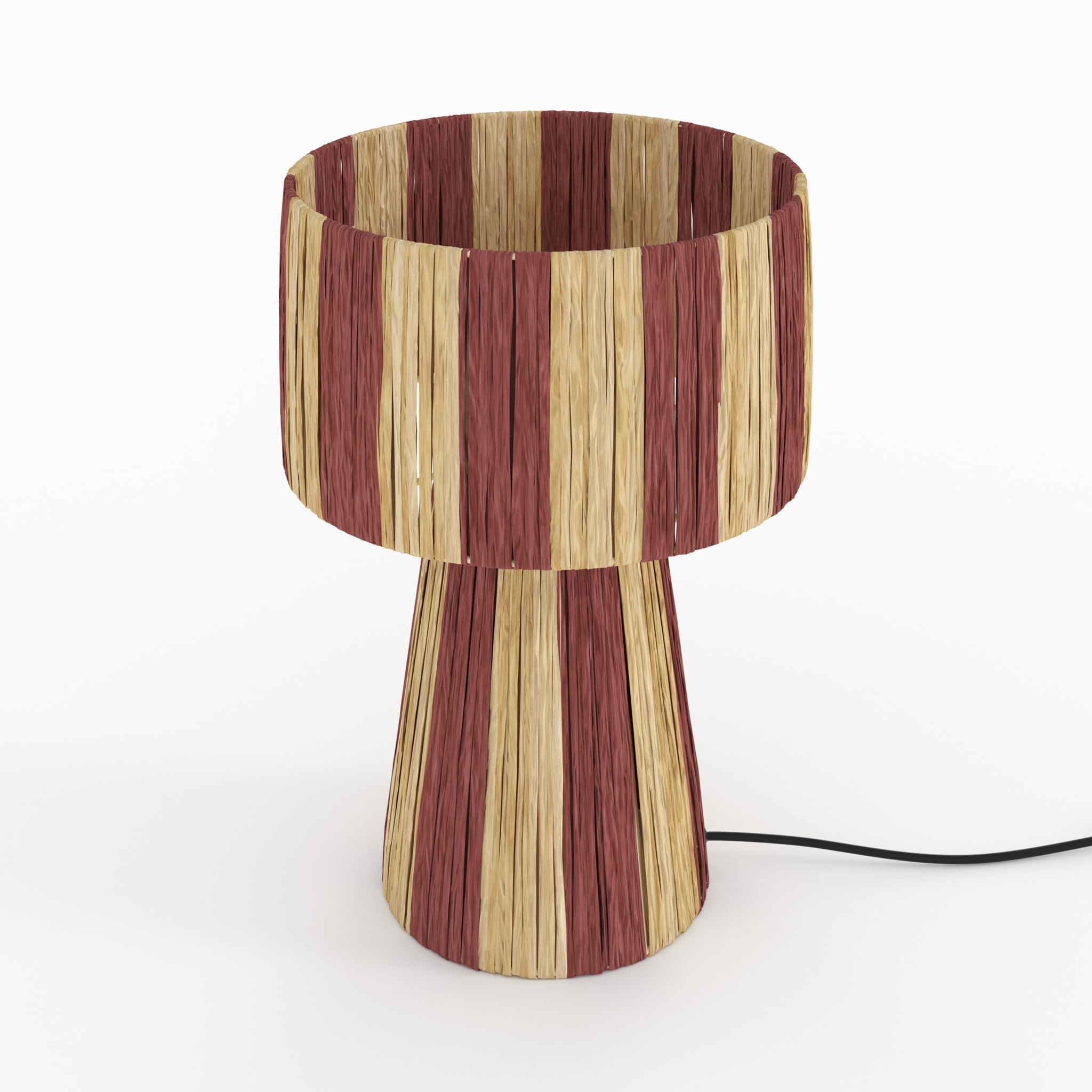 Lampe rayée terracotta en feuille de palmier - Soléa