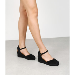 Alpargatas de cuña negras con esparto