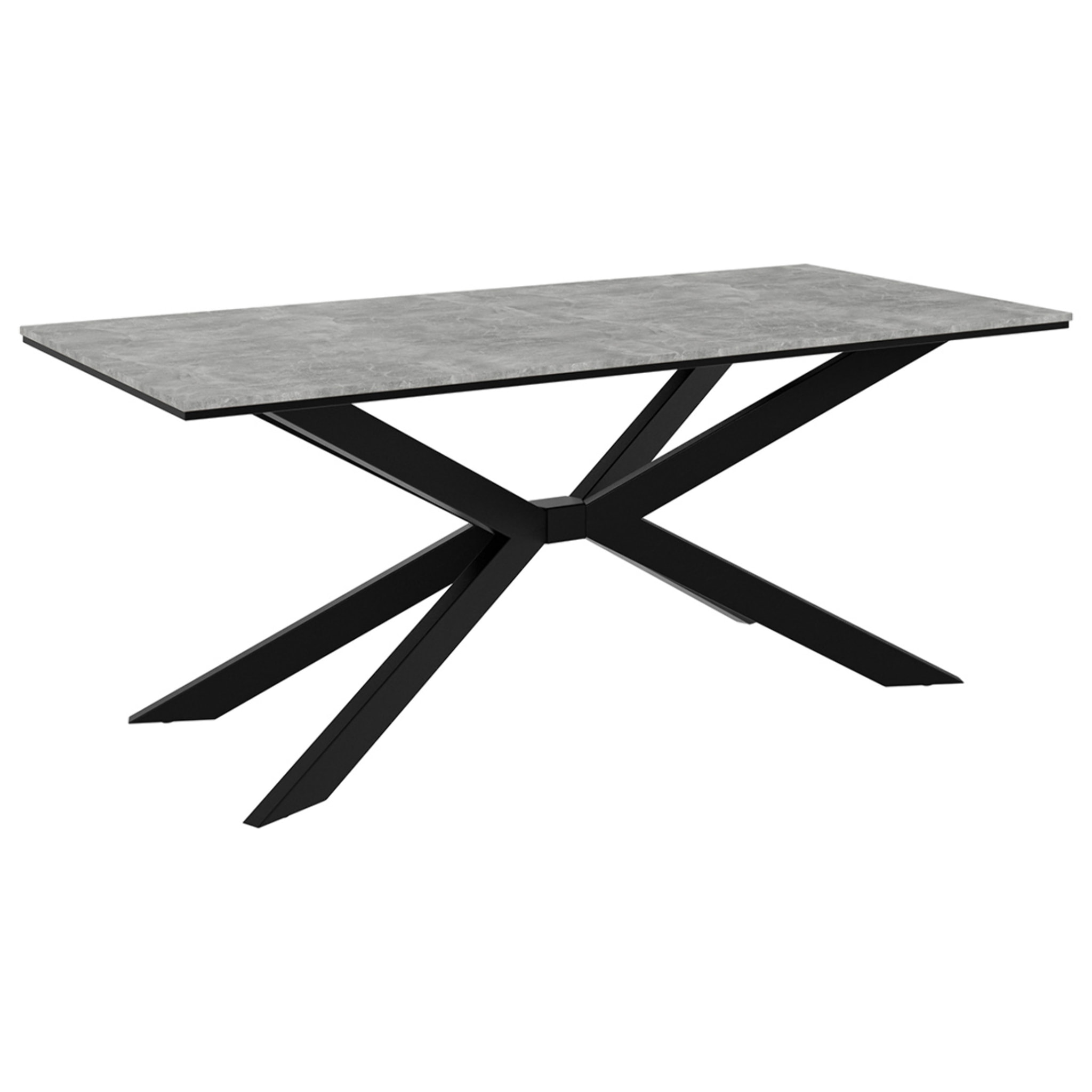 Casey - table à manger - plateau effet béton - pieds en métal - 4 à 8 personnes - Gris / Noir