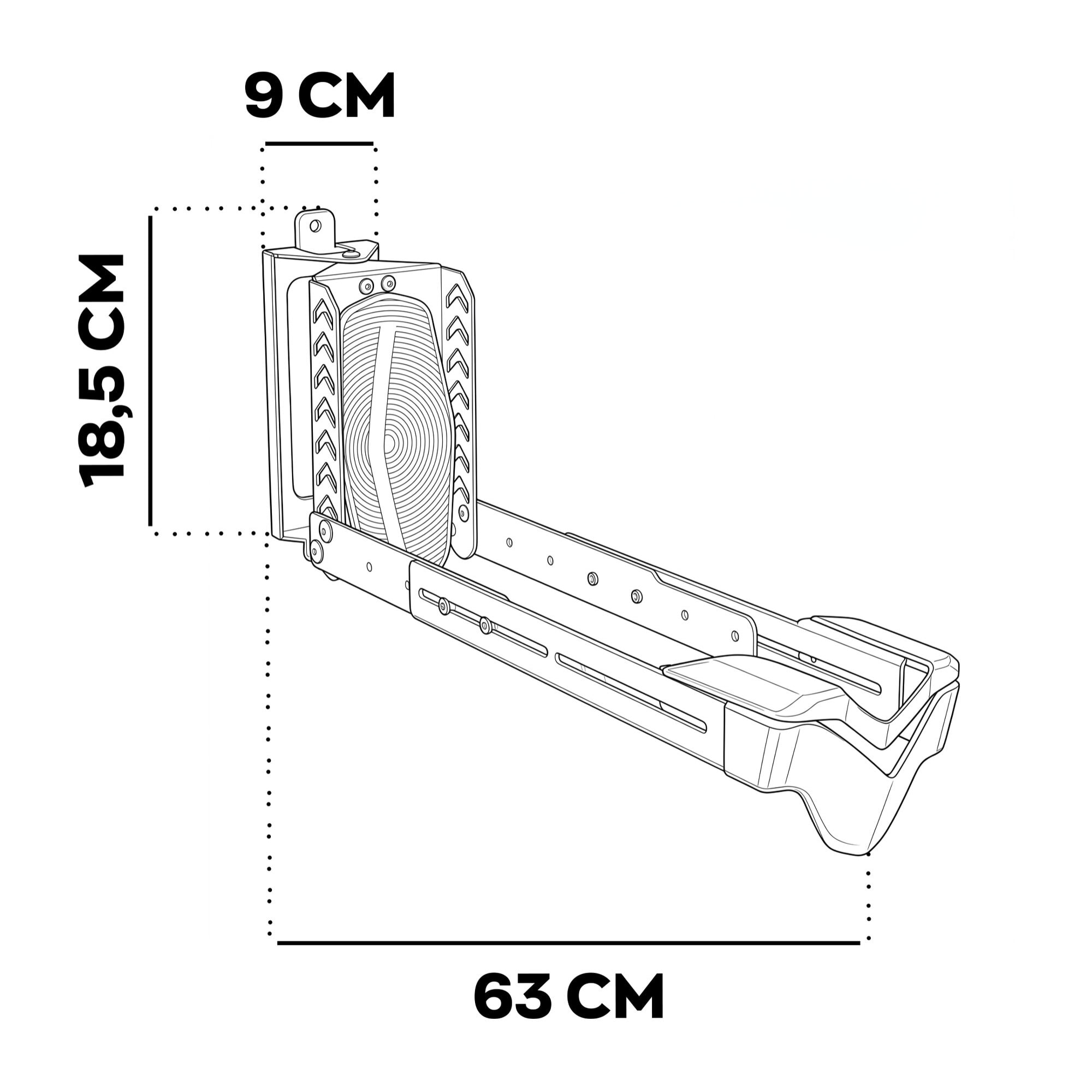 Docker - Portabici Verticale a Parete 63x18,5x9 con Rotazione Girevole da Garage in Acciaio Nero
