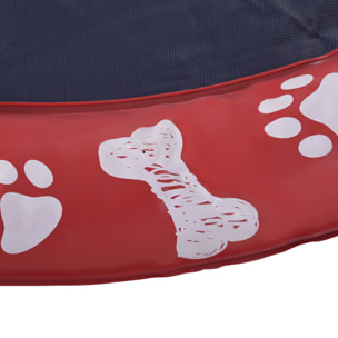 Splash Pad para Mascotas Tapete de Juegos de Agua Redondo Ø170 cm Almohadilla de Aspersor con Bonito Estampado y Superficie Antideslizante para Perros Rojo y Azul