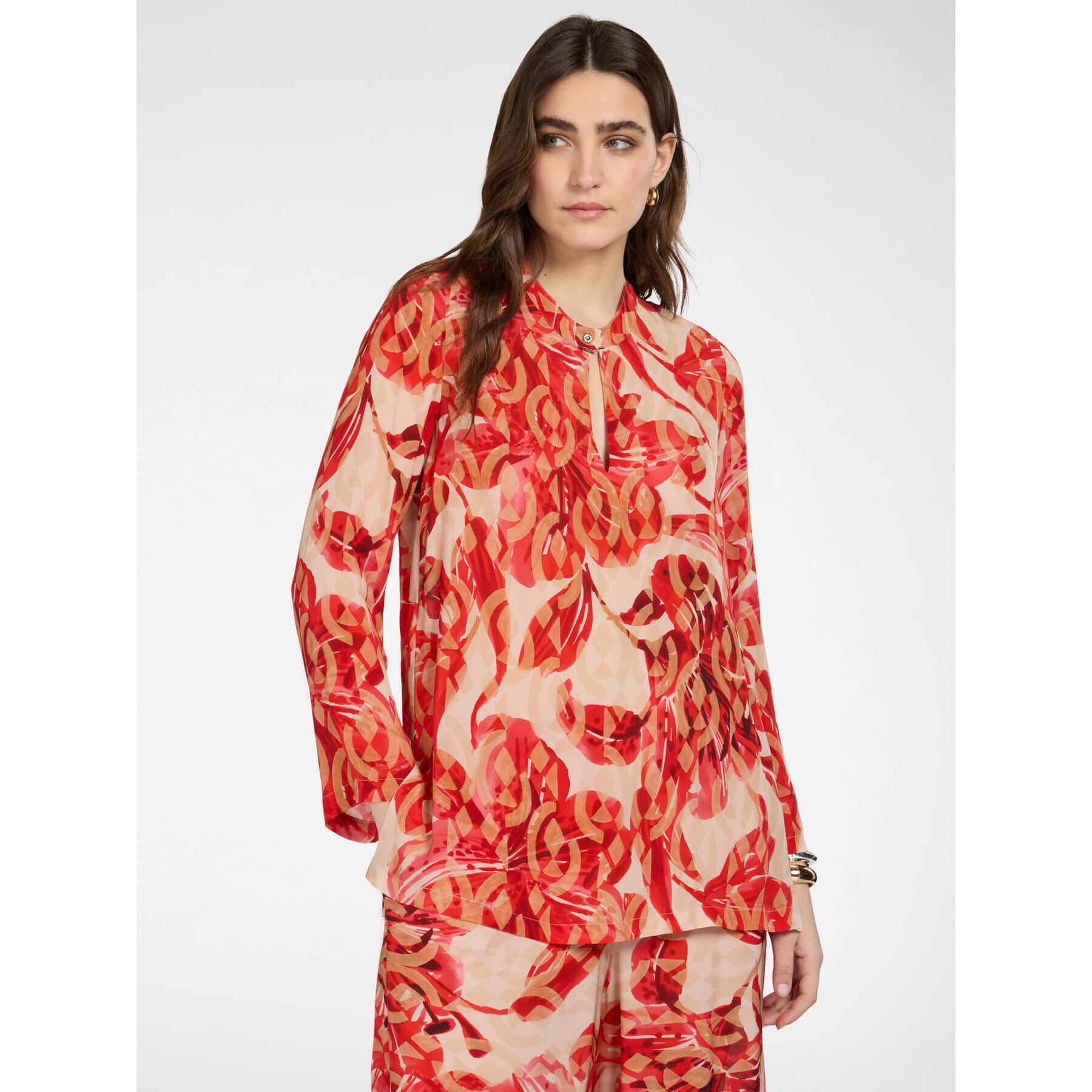 Elena Mirò - Blusa lunga stampata - Rosso