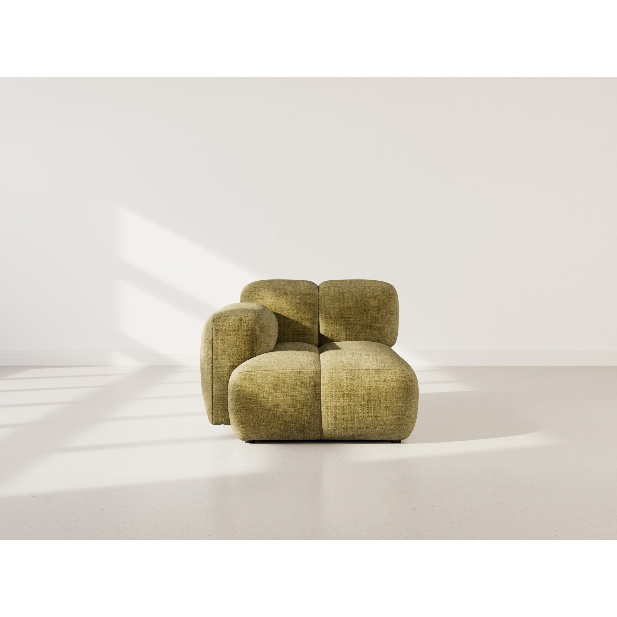 Grace - module d'assise gauche en velours texturé - Vert Olive