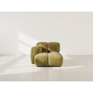 Grace - module d'assise gauche en velours texturé - Vert Olive