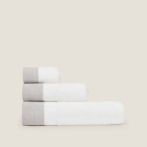 Toalla cenefa con lino Gairo color blanco 100% Algodón