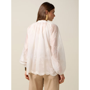 Oltre - Blusa de voile bordado - Blanco