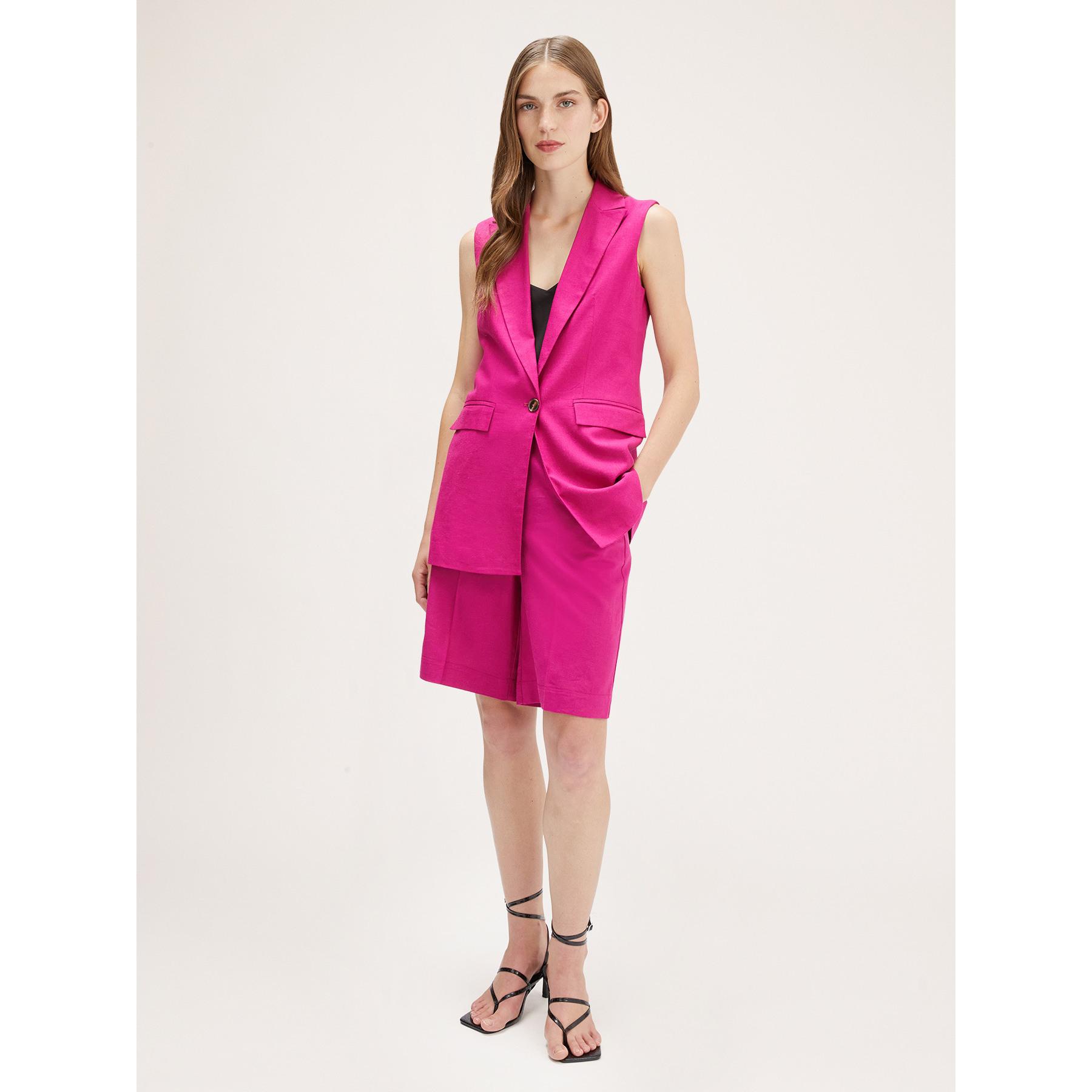 Motivi - Gilet lungo in lino viscosa - Fucsia