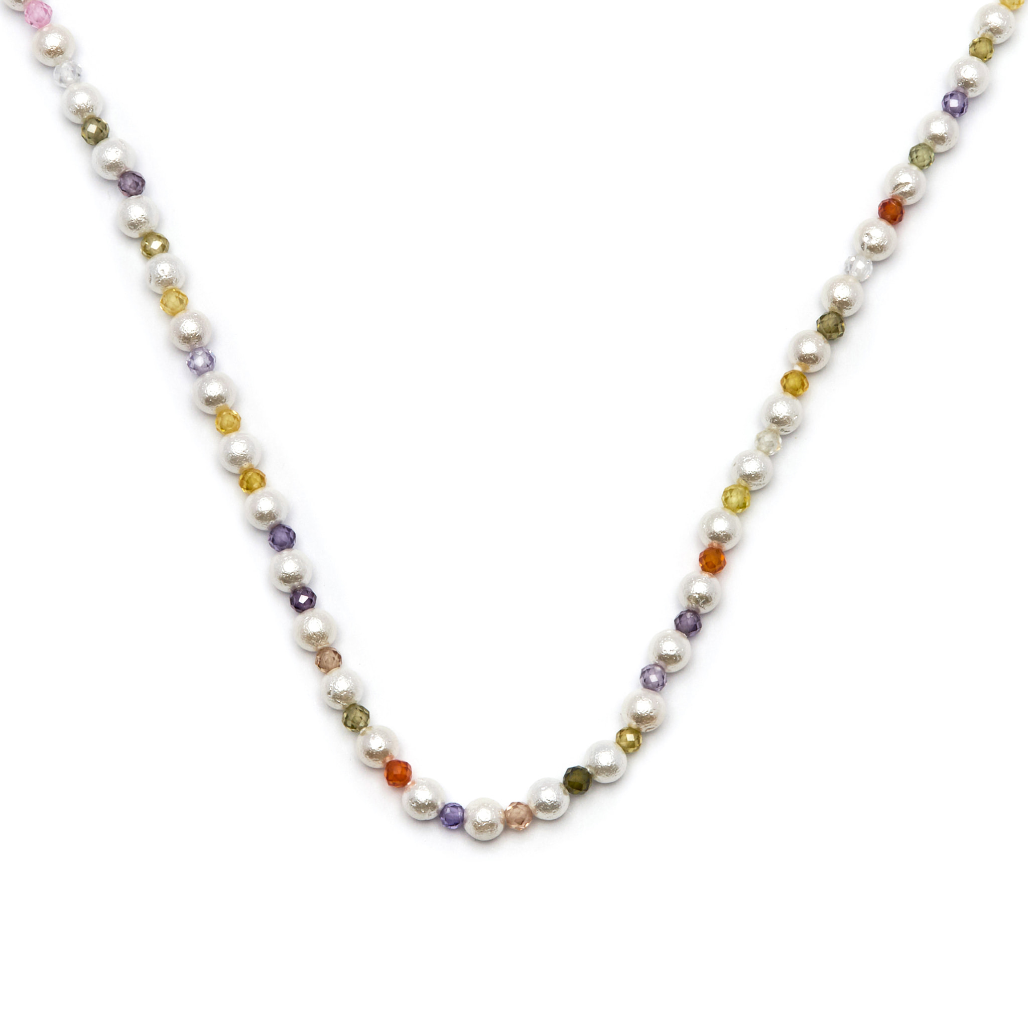 Collar de Cristal Multicolor acabado en oro amarillo de 18K