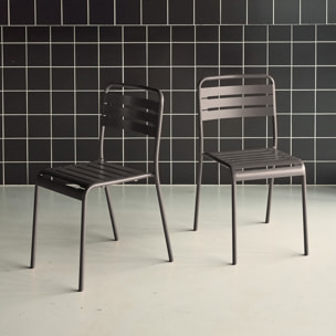 Lot de 2 chaises de jardin acier. 2 places. anthracite. Amelia. L44 x P52 x H79cm