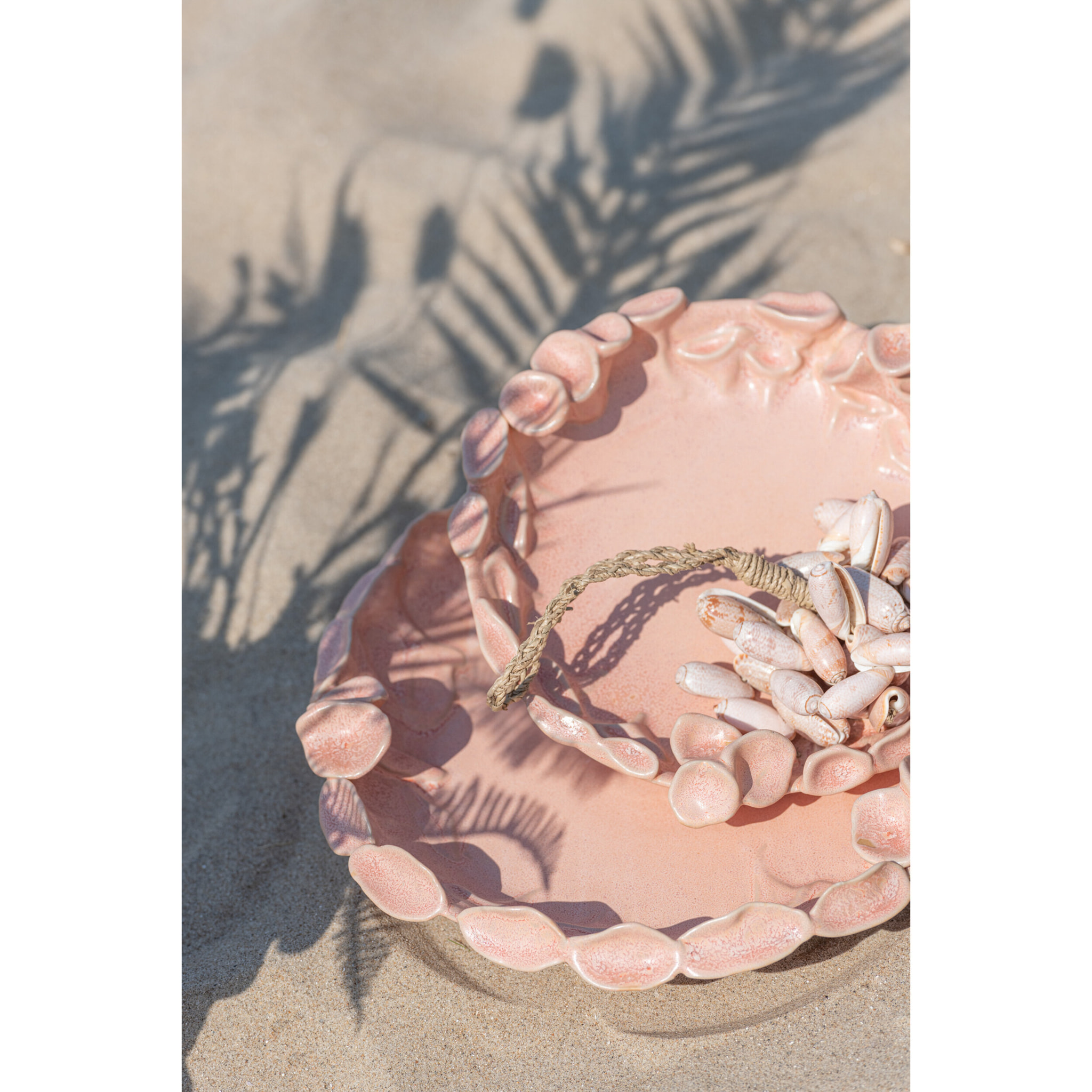 J-Line plat Ibiza Rond - céramique - rose/orange - large